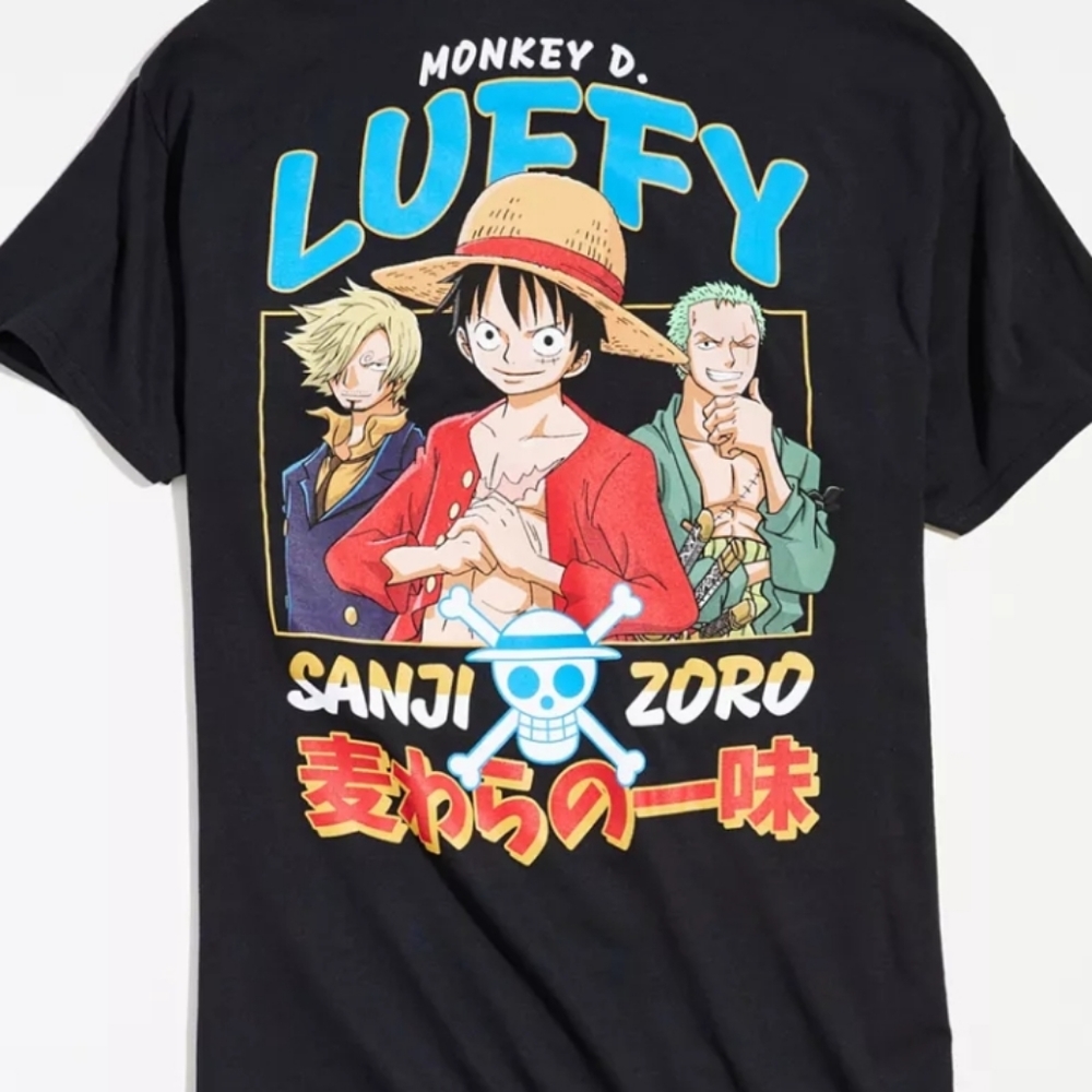 One piece anime mange straw hat club black t shirt
